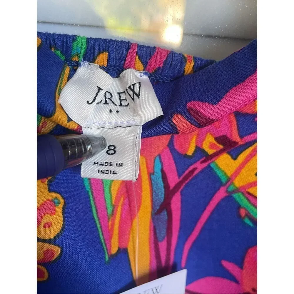 NWT JCrew Floral Tropical Square Neck Midi Dress Blue Size 8 - Picture 11 of 16